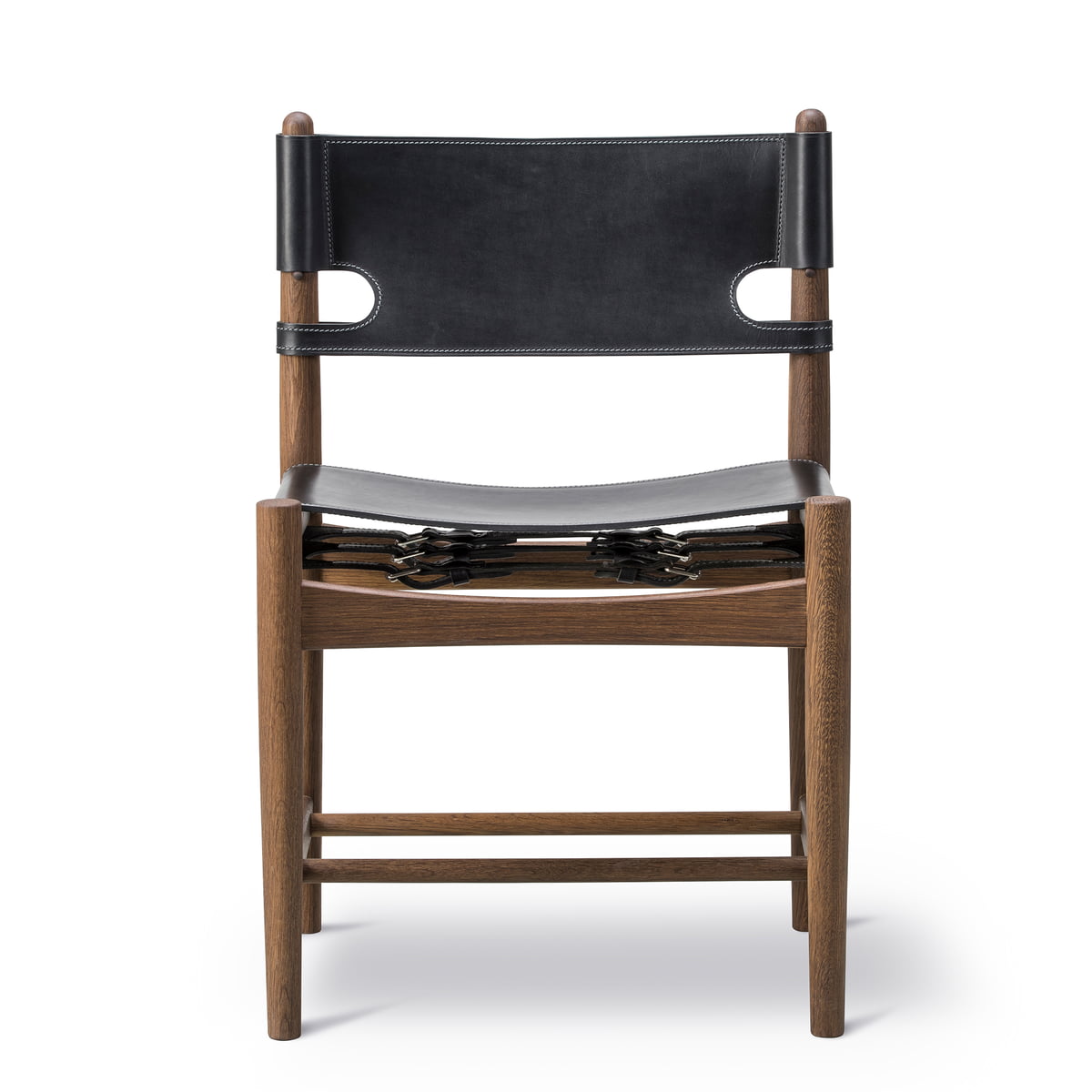 Fredericia Spanish Dining Chair Eiche Gerauchert Leder Schwarz