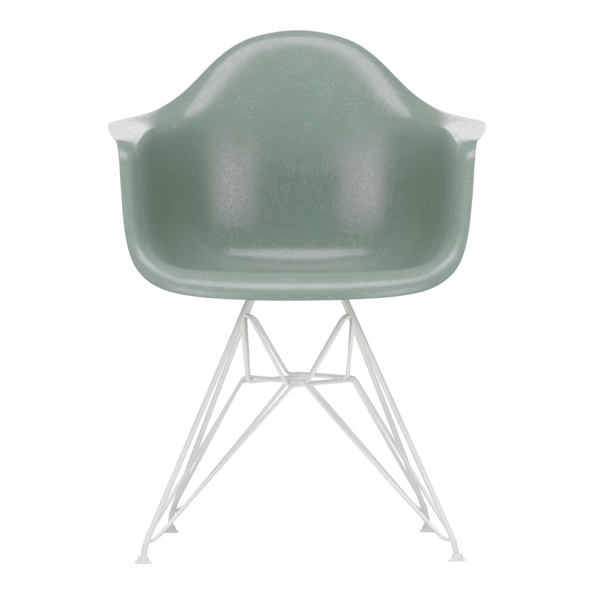 Vitra – Eames Fiberglass Armchair DAR, weiß / Eames sea foam green (Filzgleiter weiß)