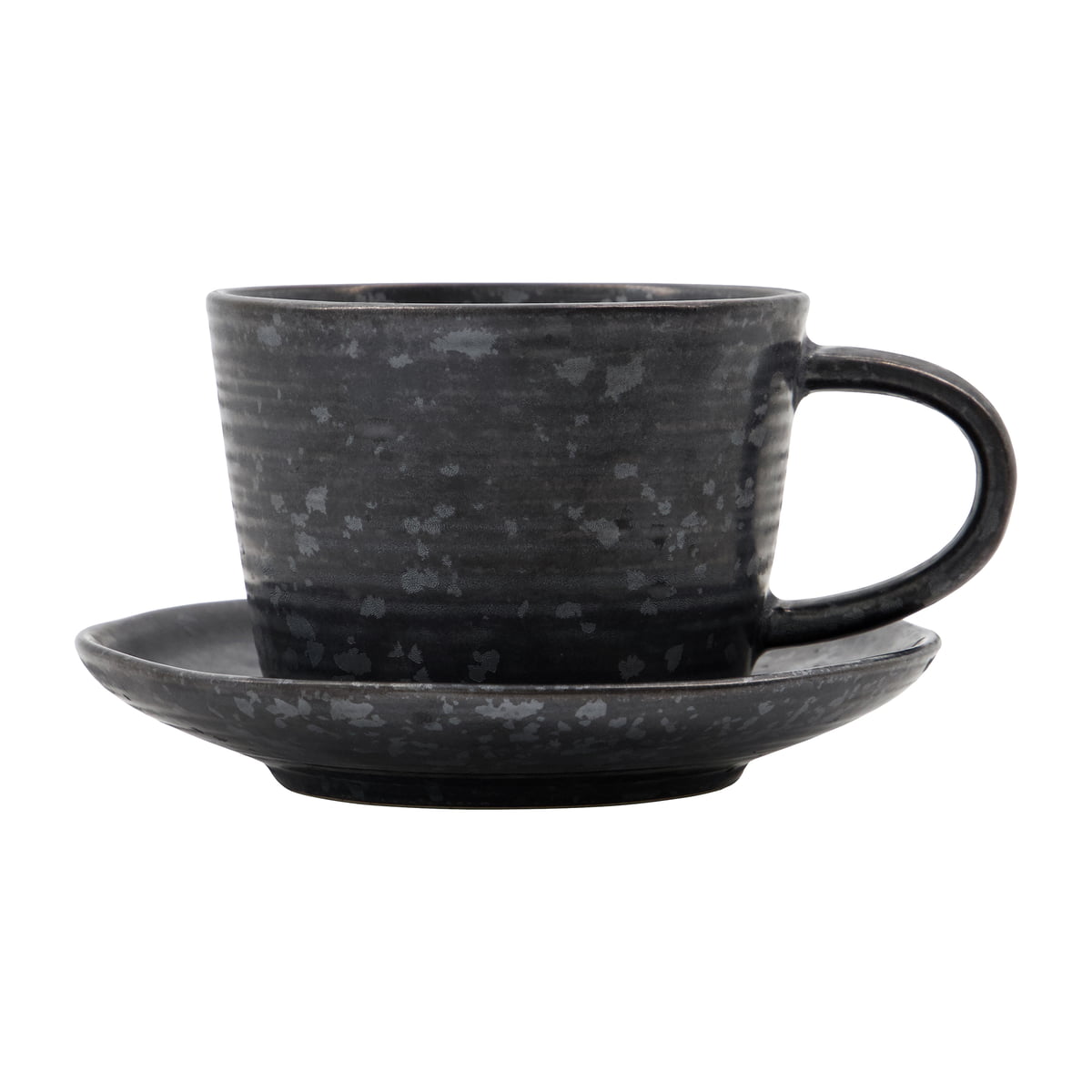House Doctor – Pion Tasse mit Untersetzer, schwarz / braun