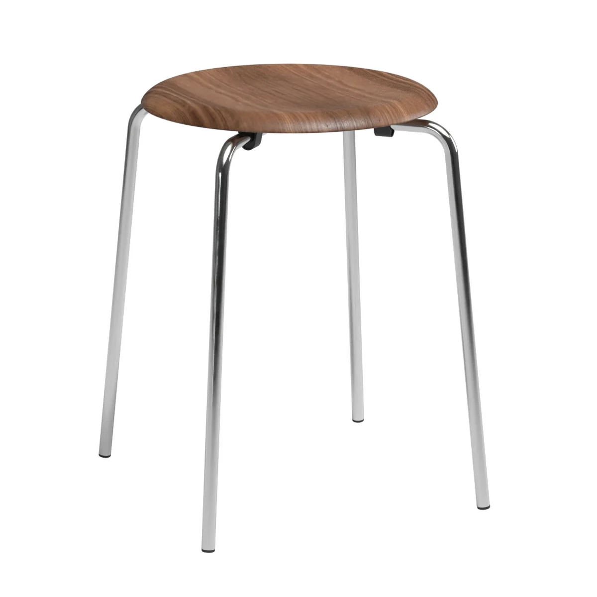 Fritz Hansen – Dot Hocker, Furnier walnuss / Untergestell Chrom