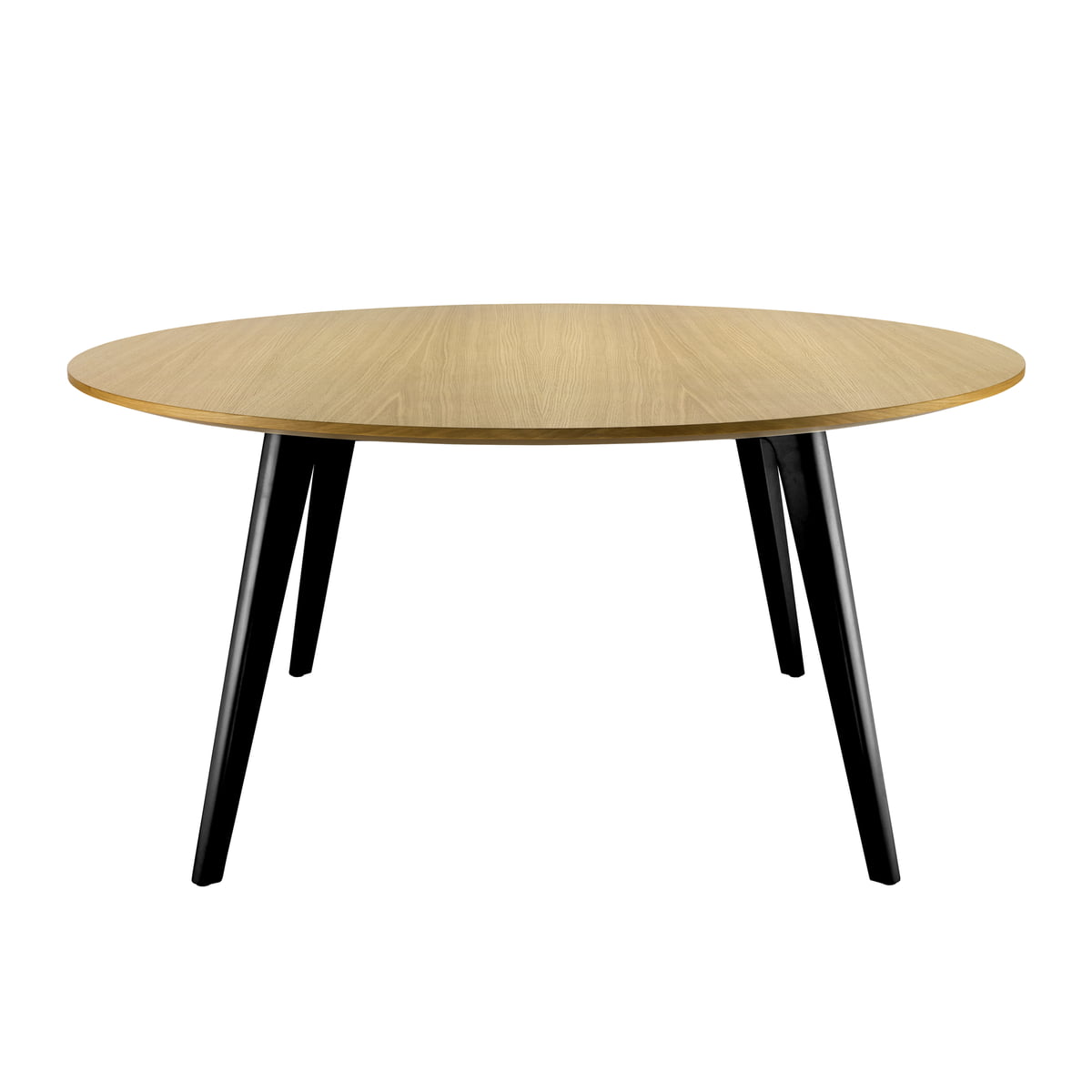 Thonet - 1545 Esstisch, Ø 158 cm, Eiche klar lackiert / Gestell schwarz (RAL 9005), Kanten geschrägt