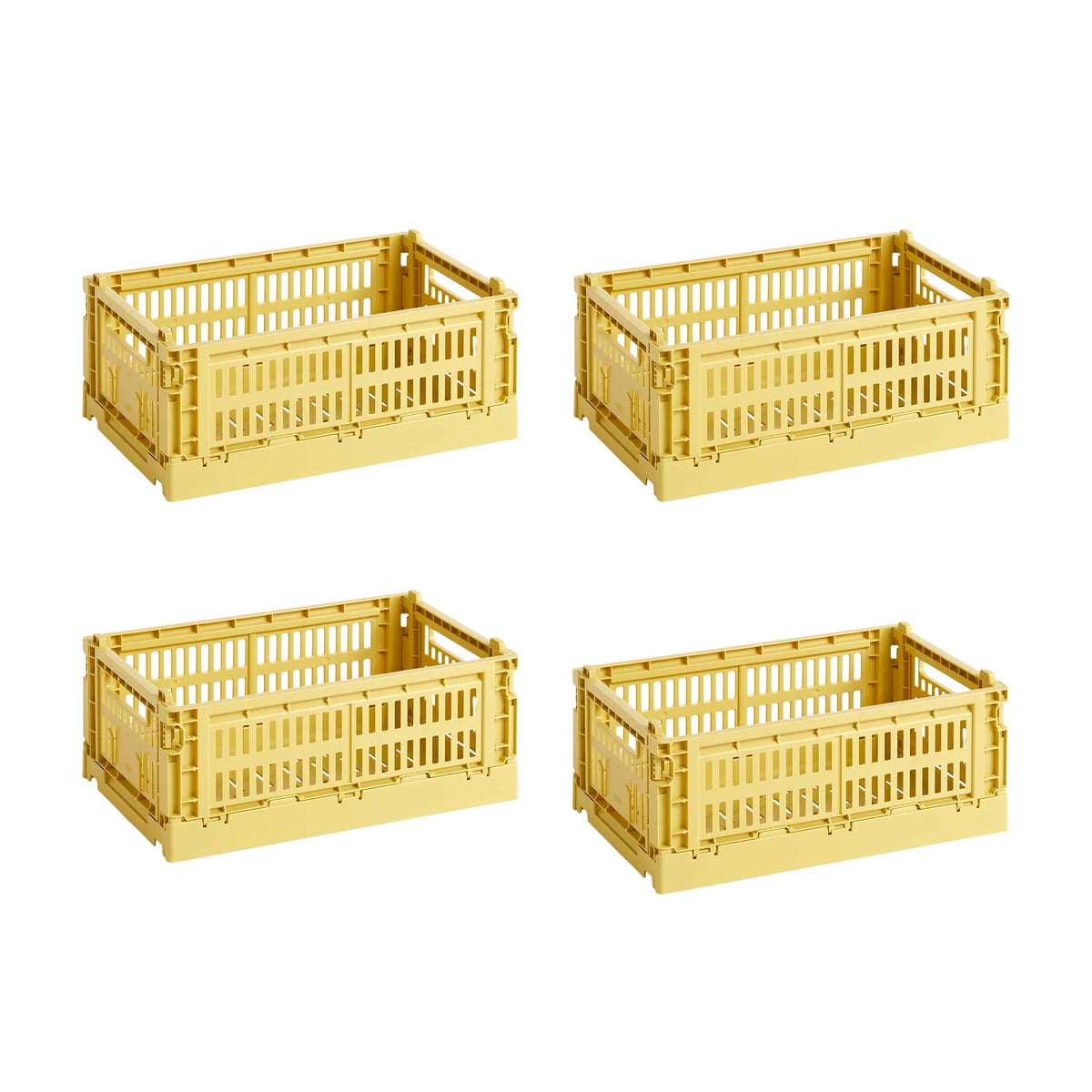HAY - Colour Crate Korb S, 26,5 x 17 cm, dusty yellow, recycled (4er Set)