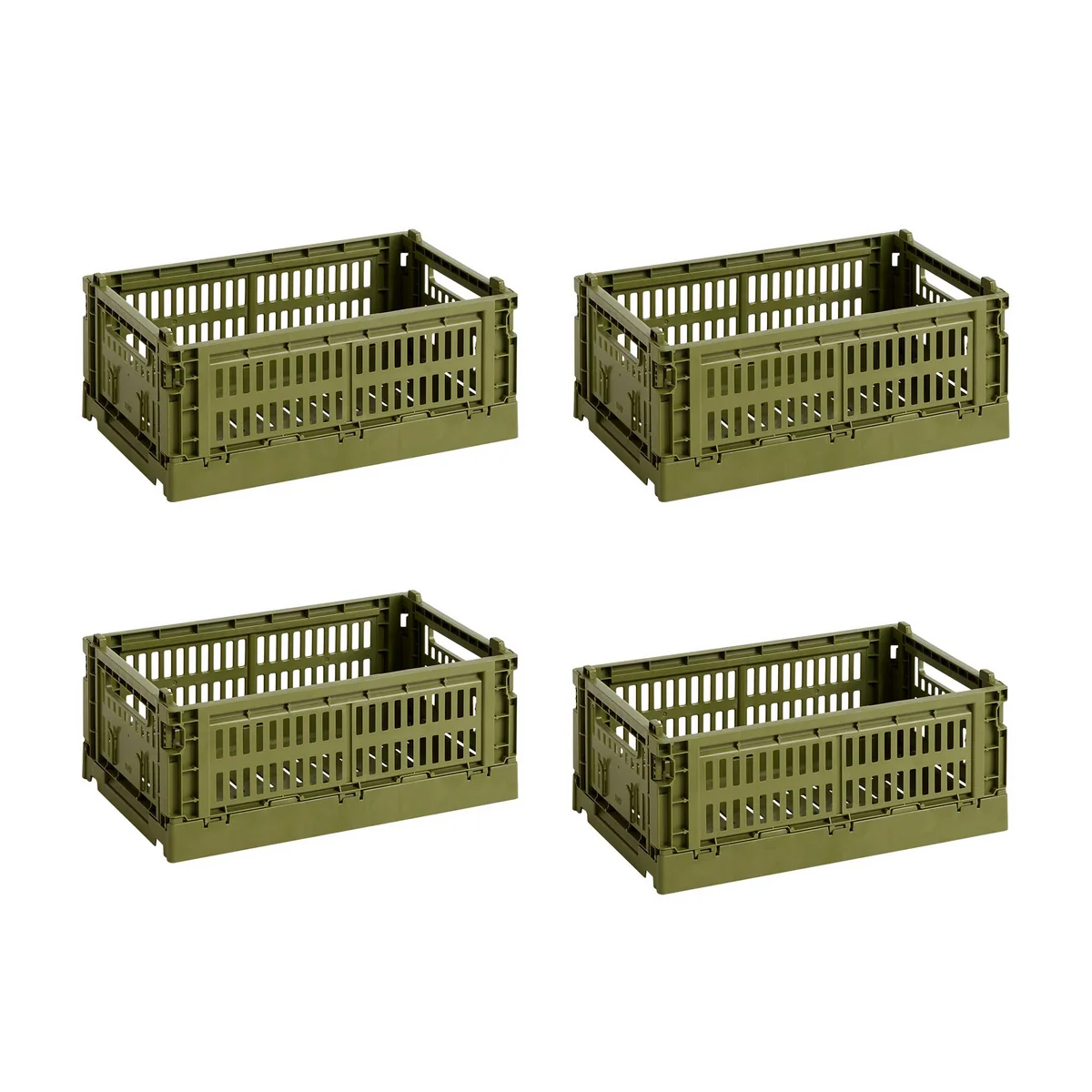 HAY - Colour Crate Korb S, 26,5 x 17 cm, olive, recycled (4er Set)