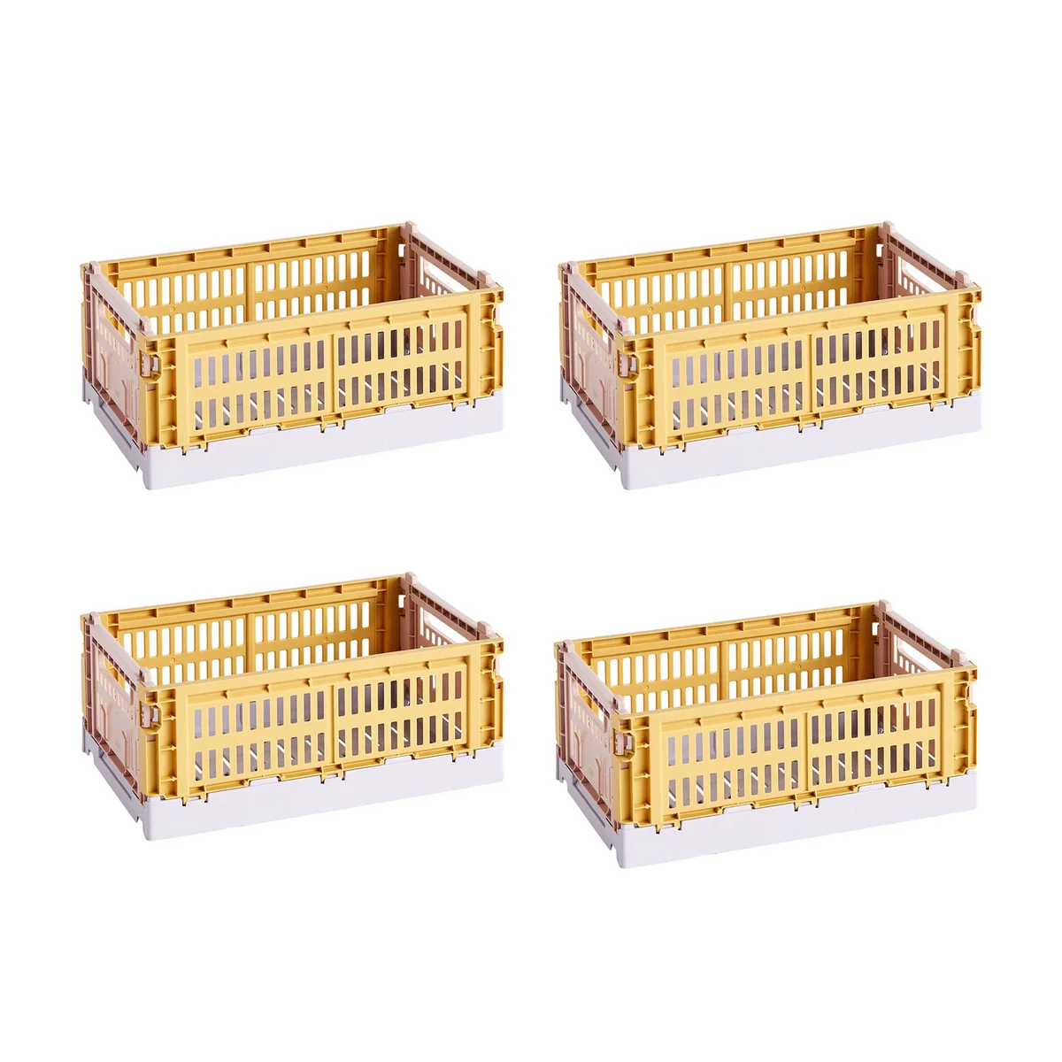 HAY – Colour Crate Mix Korb S, 26,5 x 17 cm, golden yellow, recycled (4er Set)