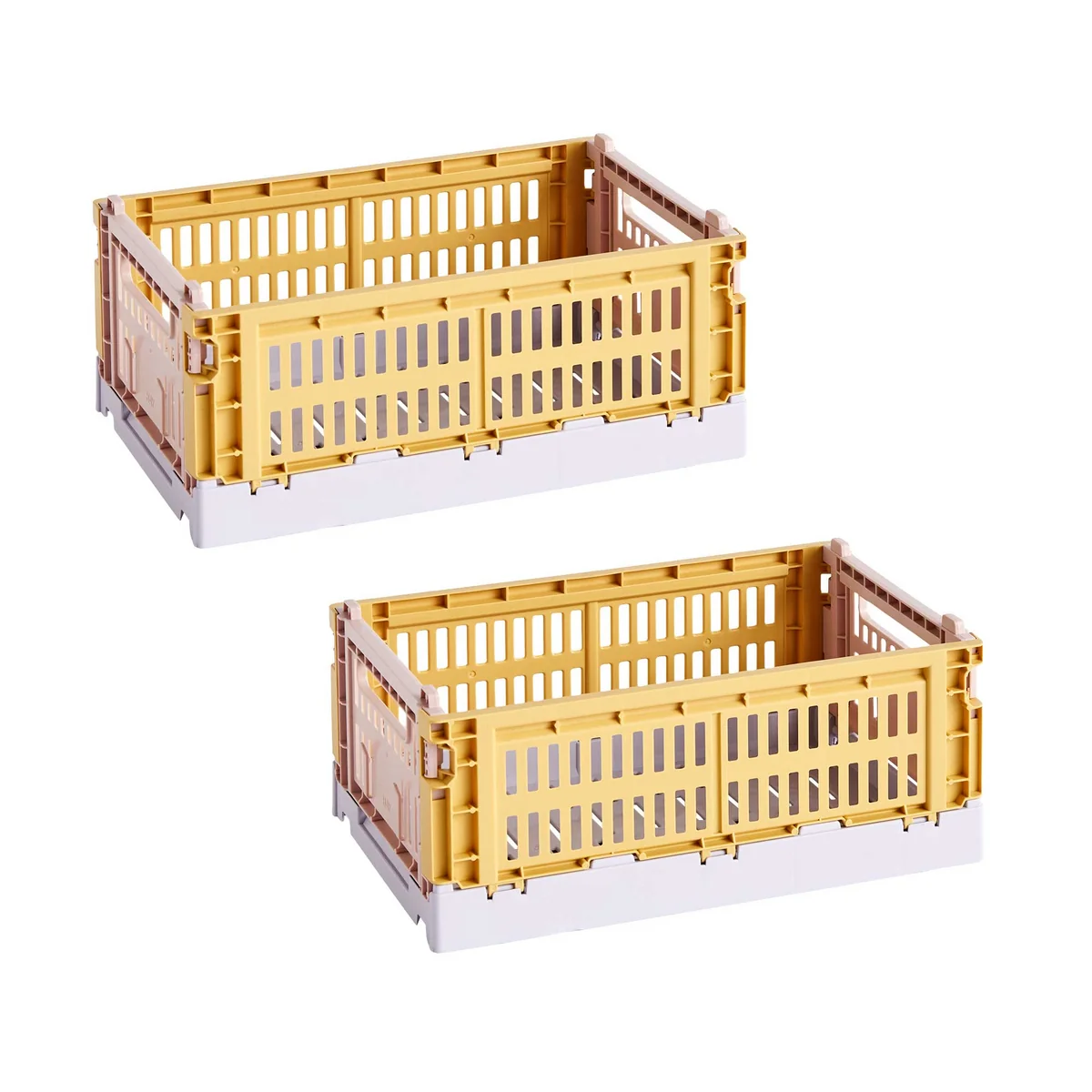 HAY – Colour Crate Mix Korb S, 26,5 x 17 cm, golden yellow, recycled (2er Set)