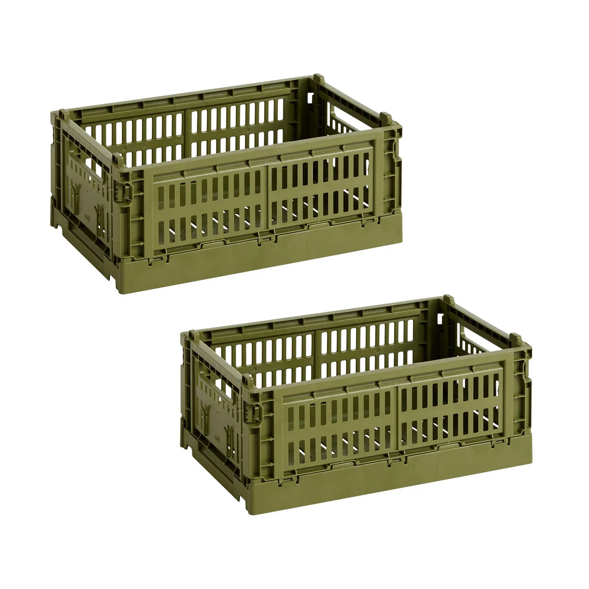 HAY - Colour Crate Korb S, 26,5 x 17 cm, olive, recycled (2er Set)