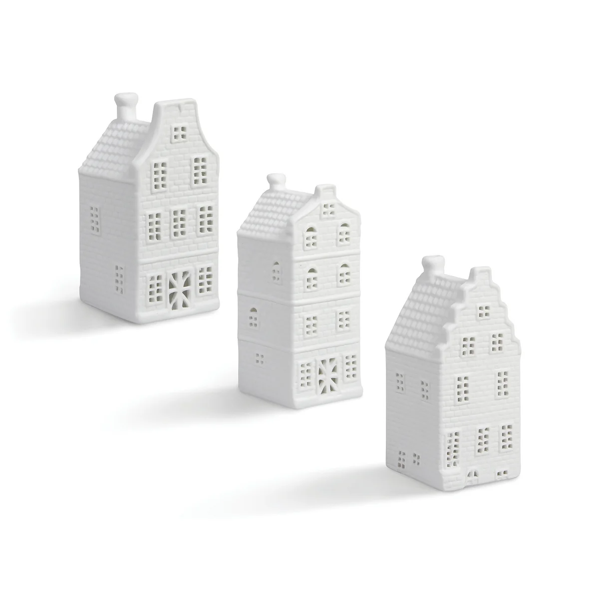 &klevering – Canal Haus Teelichthalter #1, weiß (3er-Set) &klevering – Canal Haus Teelichthalter #1, weiß (3er-Set)