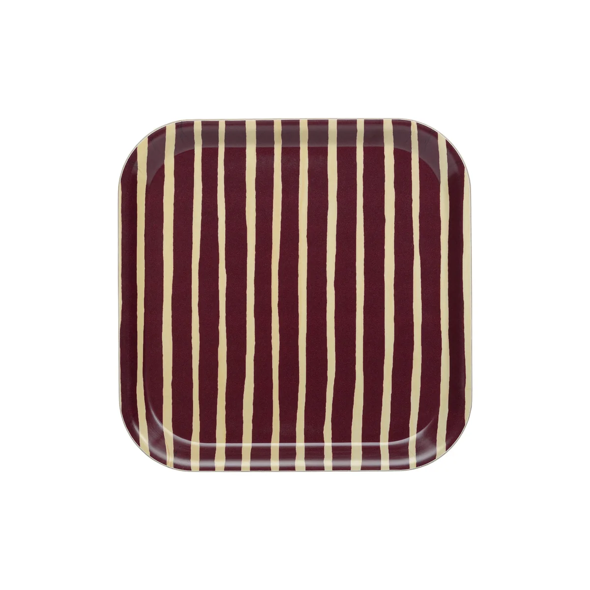 Marimekko - Piccolo Tablett 20 x 20 cm, natur / burgundy