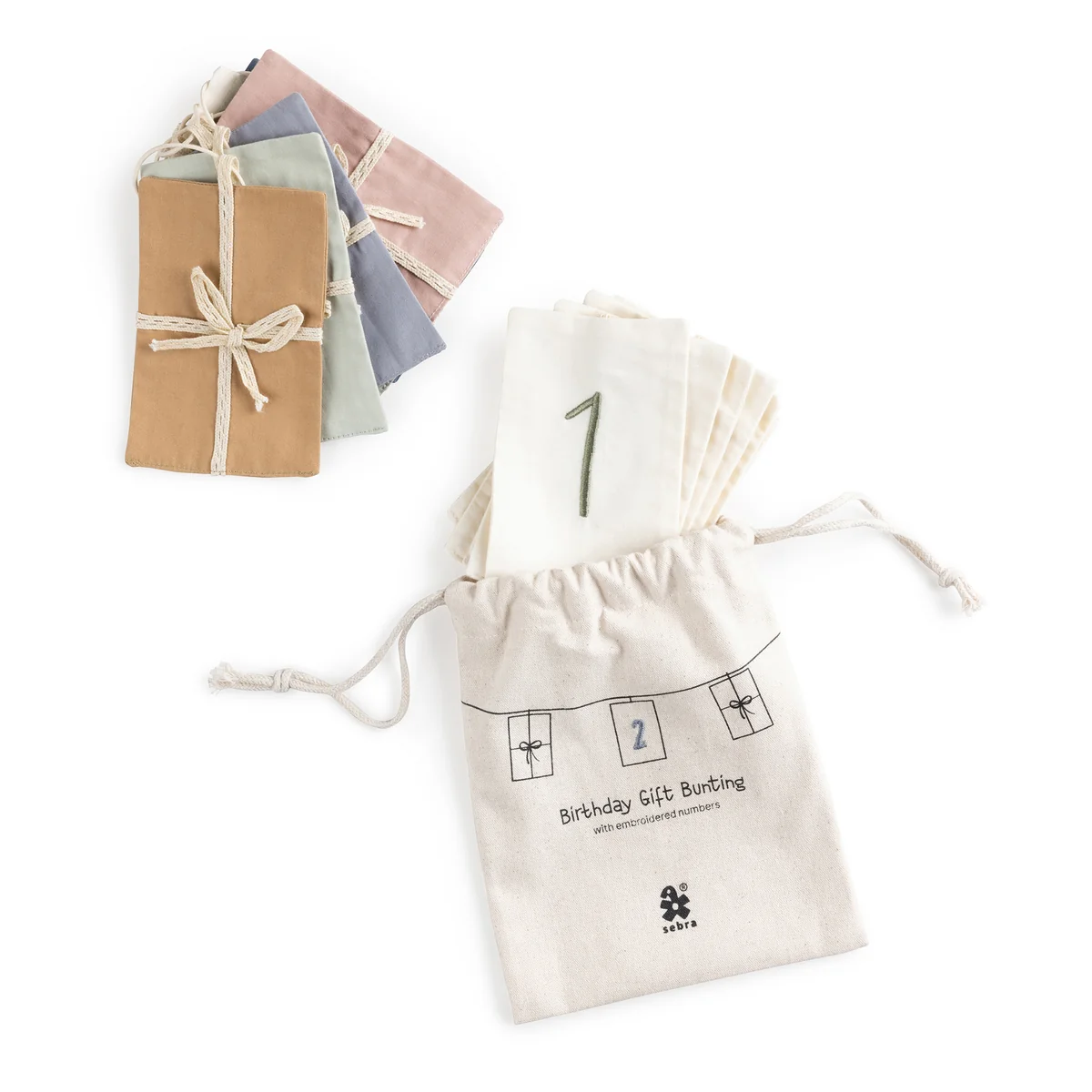 Sebra - Geburtstagsfahne Wimpel, Zahlen 0-9, Mehrfarbig