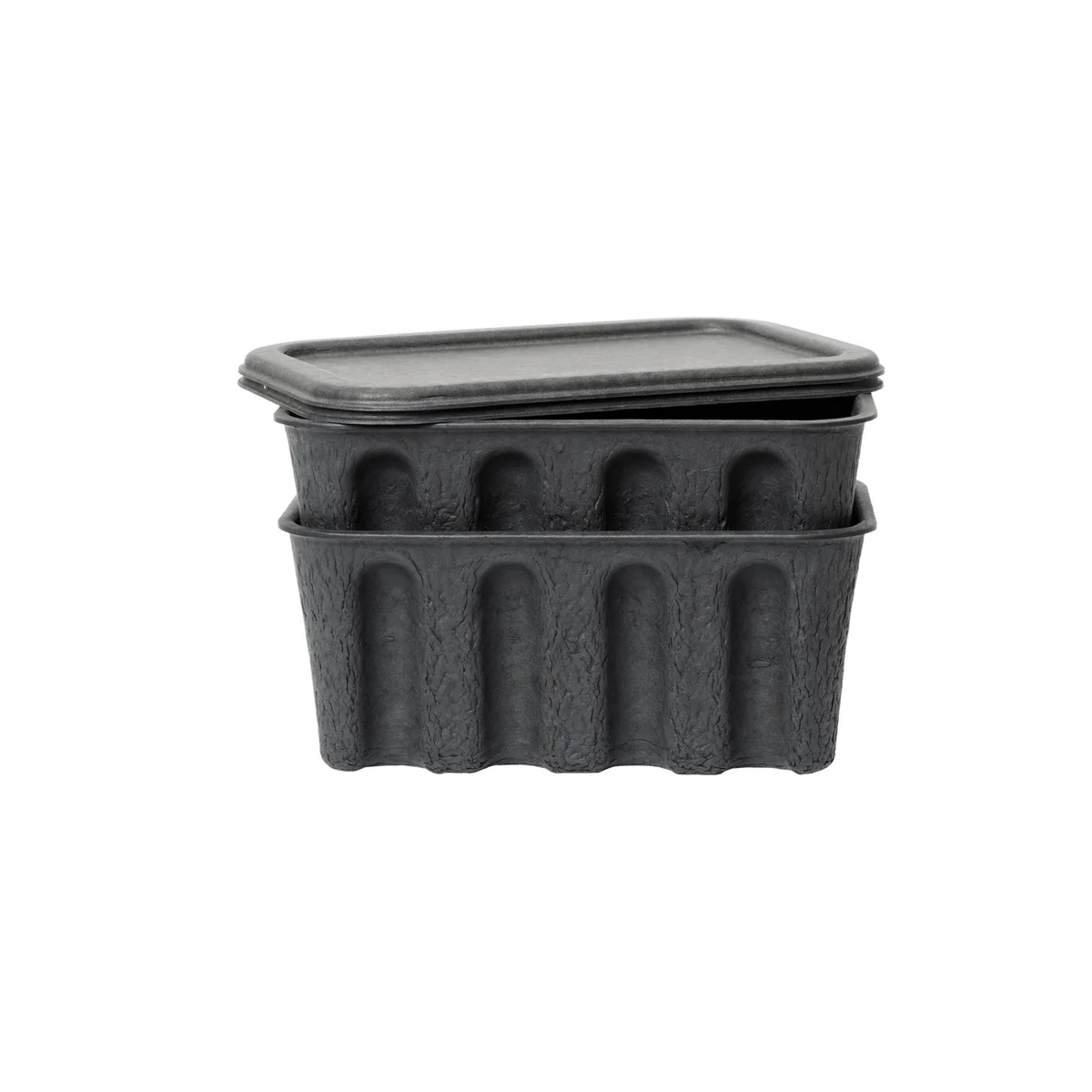 Ferm Living – Paper Pulp Aufbewahrungsbox, klein, charcoal (2er-Set) Ferm Living – Paper Pulp Aufbewahrungsbox, klein, charcoal (2er-Set)