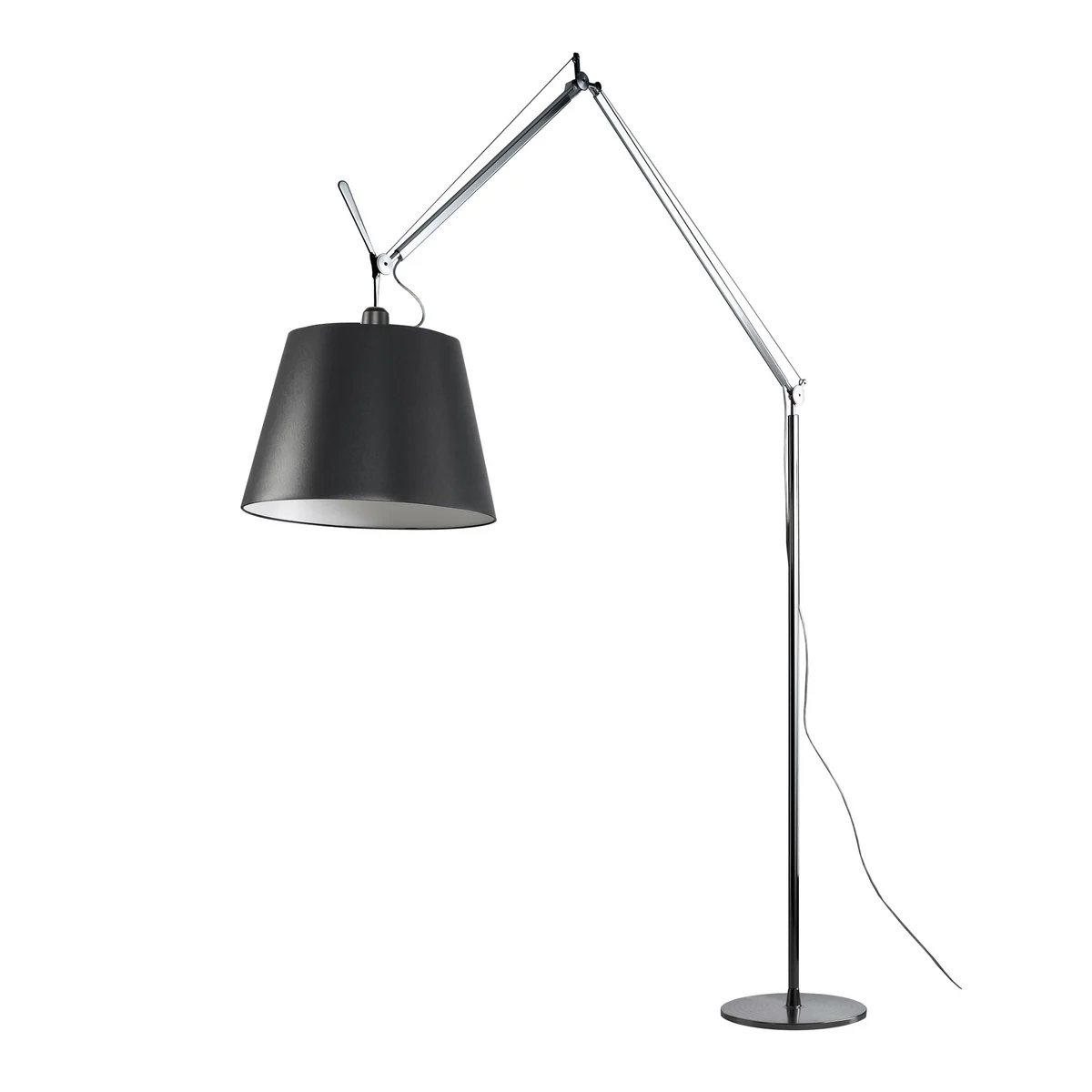 Artemide - Tolomeo Mega Stehleuchte mit Dimmer, Satinschirm Ø 42 cm, alusilber / schwarz