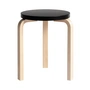 Artek - 60 Hocker, schwarz lackiert / Birke natur