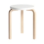 Artek - 60 Hocker, weiß lackiert/ Birke natur