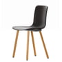 Vitra - Hal RE Wood Stuhl, basic dark / Eiche natur, Kunststoffgleiter basic dark (Teppichboden)