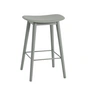 Muuto - Fiber Barhocker Wood Base H 65 cm, grau