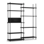 Moebe - Shelving System, Tall Double, Eiche schwarz gebeizt / schwarz