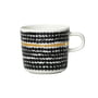 Marimekko - Oiva Räsymatto Becher mit Henkel, 200 ml, weiß / schwarz / gold (10 Jahre Jubiläums-Edition)