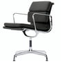 Vitra - EA 208 Soft Pad Chair Aluminium poliert mit Armlehnen, drehbar, Leder Premium schwarz