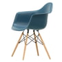 Vitra - Eames Plastic Armchair DAW RE, Esche honigfarben / meerblau (Filzgleiter weiß)