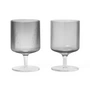Ferm Living - Ripple Weinglas, smoked grey (2er-Set)