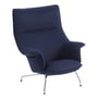 Muuto - Doze Lounge Chair, Untergestell Chrom / Bezug dunkelblau (Balder 782)