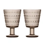 Iittala - Kastehelmi Trinkglas mit Fuß 26 cl, leinen (2er-Set)