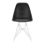 Vitra - Eames Plastic Side Chair DSR, weiß / tiefschwarz (Filzgleiter weiß)