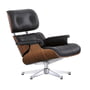 Vitra - Lounge Chair, poliert, Nussbaum schwarz pigmentiert, Leder Premium F nero (klassisch)