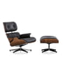Vitra - Lounge Chair & Ottoman, poliert / Seiten schwarz, Nussbaum schwarz pigmentiert, Premium Leder F nero (neue Maße)