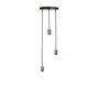 Tala - Brass Triple Pendelleuchte, schwarz / Walnuss / Messing