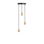 Tala - Brass Triple Pendelleuchte, schwarz / Eiche / Messing