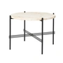 Gubi - Travertine Couchtisch, Ø 55 cm, schwarz / weiß