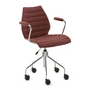Kartell - Maui Soft Bürostuhl mit Armlehnen und Rollen, Stahl verchromt / Noma ziegelrot