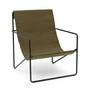 Ferm Living - Desert Lounge Chair, schwarz / olive