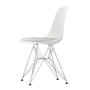 Vitra - Eames Plastic Side Chair DSR mit Sitzpolster, verchromt / weiß (Filzgleiter basic dark)