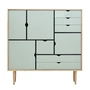 Andersen Furniture - S3 Kommode, Eiche geseift / Fronten ocean grey
