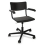 Thonet - S 43 FDR Bürostuhl mit Armlehnen, Alu schwarz / Buche schwarz gebeizt
