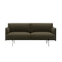 Muuto - Outline Sofa 2-Sitzer, Aluminium poliert / dunkelgrün (Divina 984)