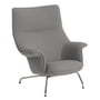 Muuto - Doze Lounge Chair, Untergestell Chrom / Bezug grau (Re-Wool 128)