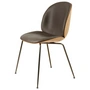 Gubi - Beetle Stuhl 3D Veneer, Vorne gepolstert, Eiche / GUBI Soft Leather (Gray) PG C / Gestell Chrom schwarz