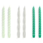 Hay - Spiral Stabkerzen, H 29 cm, mint / light grey / green (6er-Set)