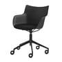 Kartell - Q/Wood Stuhl mit Rollen und Sitzpolster, schwarz / schwarz
