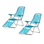 Fiam - Liegestuhl Spaghetti, Gestell Aluminium / Bespannung petrol (2er-Set)