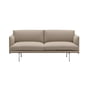 Muuto - Outline Sofa 2-Sitzer, Aluminium poliert / braun (Kvadrat by Sahco Ecriture 240) 