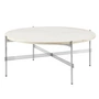 Gubi - TS Couchtisch Ø 80 cm, Stahl poliert / Travertin weiß