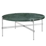 Gubi - TS Couchtisch Ø 80 cm, Stahl poliert / Marmor grün