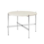 Gubi - TS Couchtisch Ø 55 cm, Stahl poliert / Travertin weiß