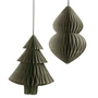 Broste Copenhagen - Christmas Mix Deko-Anhänger, Tannenbaum & Zapfen, Ø 13 x H 13 cm, thyme (2er-Set)