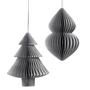 Broste Copenhagen - Christmas Mix Deko-Anhänger, Tannenbaum & Zapfen, Ø 13 x H 13 cm, silber (2er-Set)