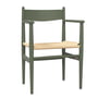 Carl Hansen - CH37 Stuhl, Buche soft olivgrün lackiert / Naturgeflecht